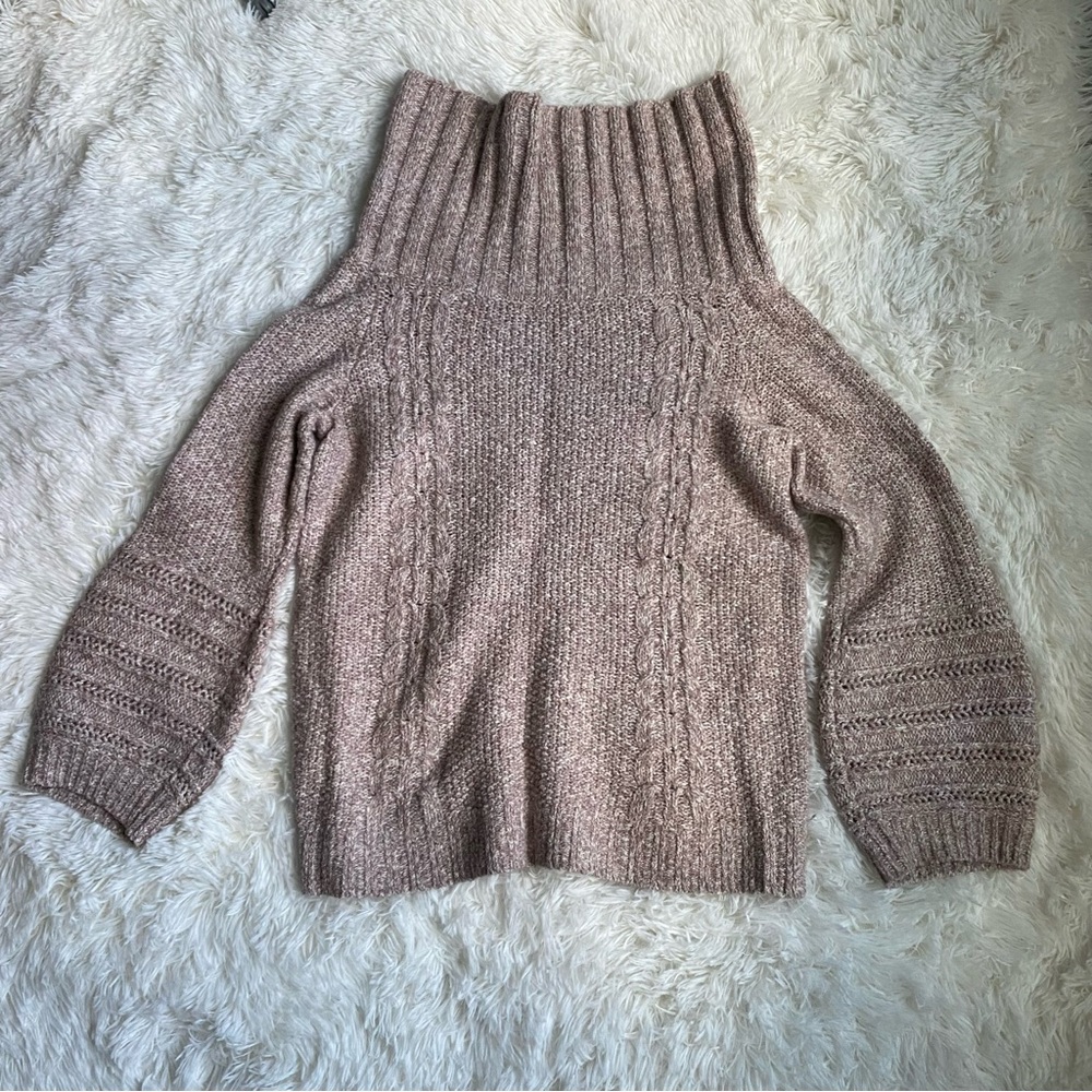 Sleeping on Snow funnel neck sweater with poet sleeves.  Size L.  Anthropologie.